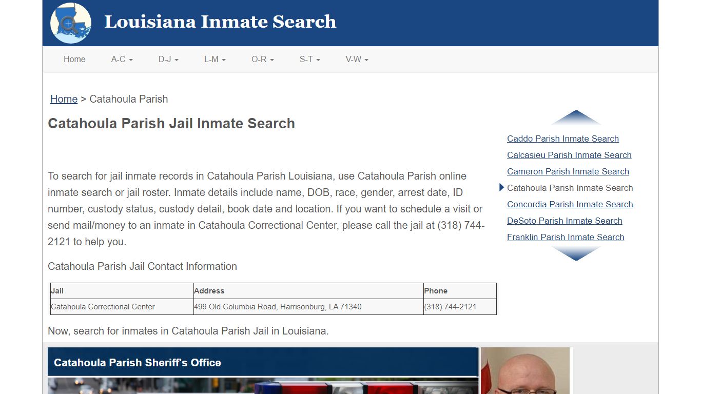 Catahoula Parish LA Jail Inmate Search