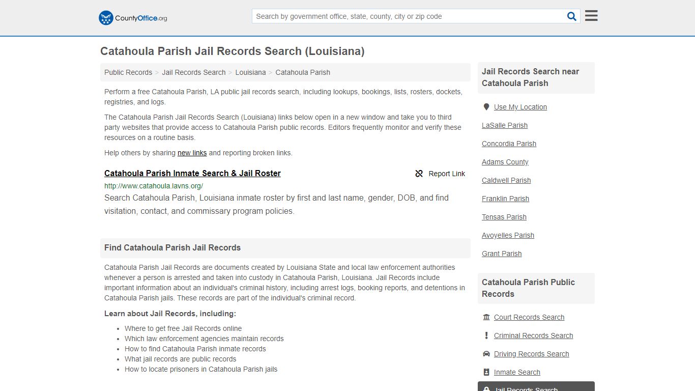 Jail Records Search - Catahoula Parish, LA (Jail Rosters ...