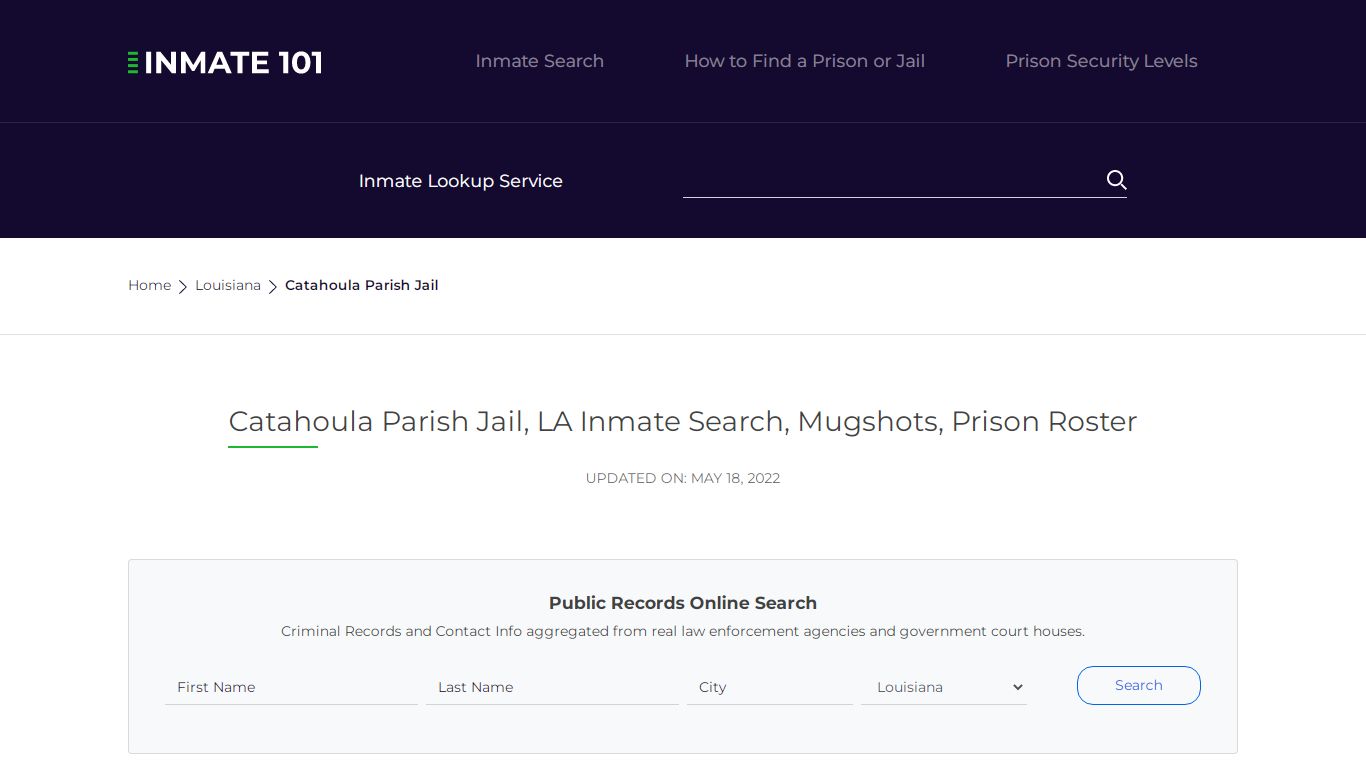 Catahoula Parish Jail, LA Inmate Search, Mugshots, Prison ...